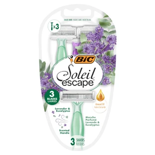 BIC Soleil Escape, maquinilla de afeitar femenina, desechable, tres filos, Lavanda & Eucalipto, 3 piezas