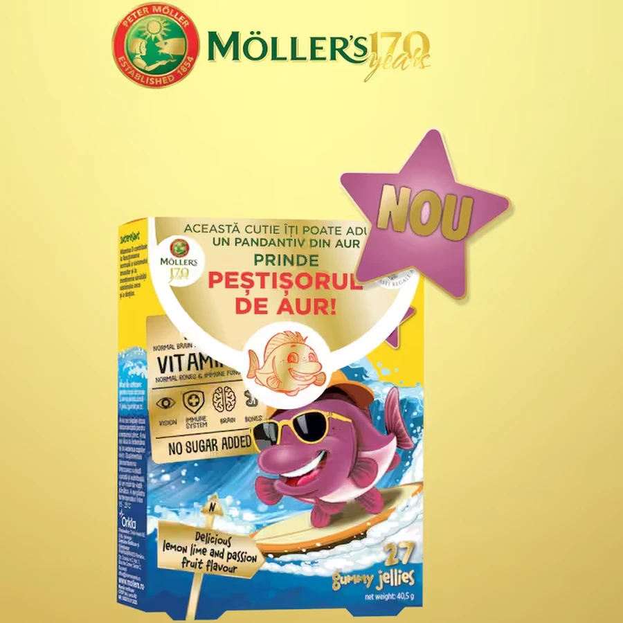 Omega-3-Gummifisch, +3 Jahre, Passionsfrucht, 27 Gelees, Moller's
