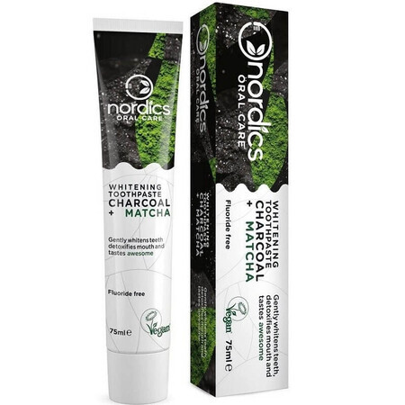 Dentifrice blanchissant au charbon et au matcha, 75 ml, Nordics