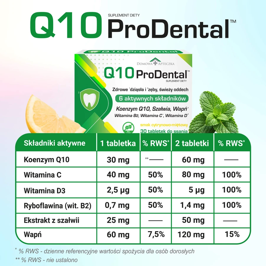 Q10 ProDental, citroen-muntsmaak, 30 zuigtabletten