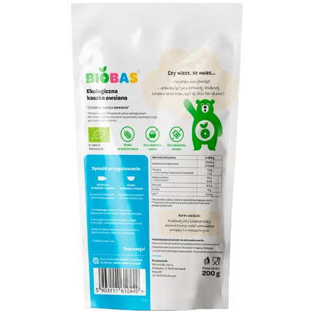 BioBas Haverpap Bio, zonder toegevoegde suiker, vanaf 6 maanden, 200 g