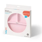 BabyOno, silicone plate with suction cup, pink, from 6 months, 1 piece.