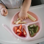 BabyOno, silicone plate with suction cup, pink, from 6 months, 1 piece.