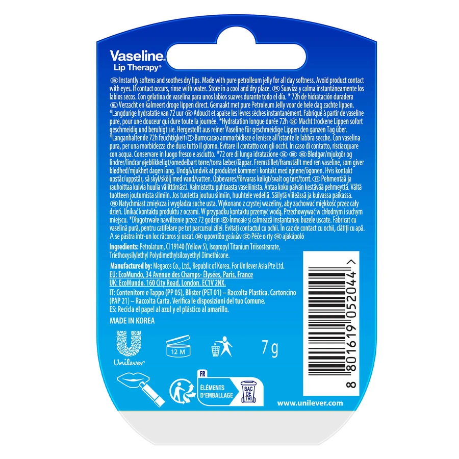 Vaseline Lip Therapy Original, bálsamo labial, 7 g