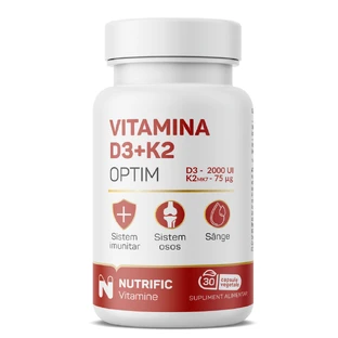 Vitamine D3 2000 IE en K2 75 MCG Optim, 30 plantaardige capsules, Nutrific