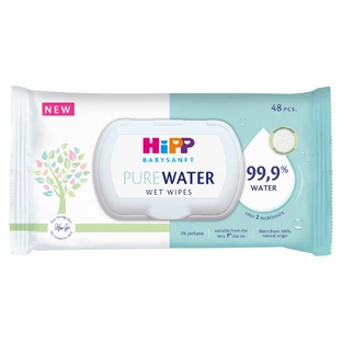 HiPP Babysanft Pure Water, chusteczki nawilżane, 99,9% wody, 48 sztuk
