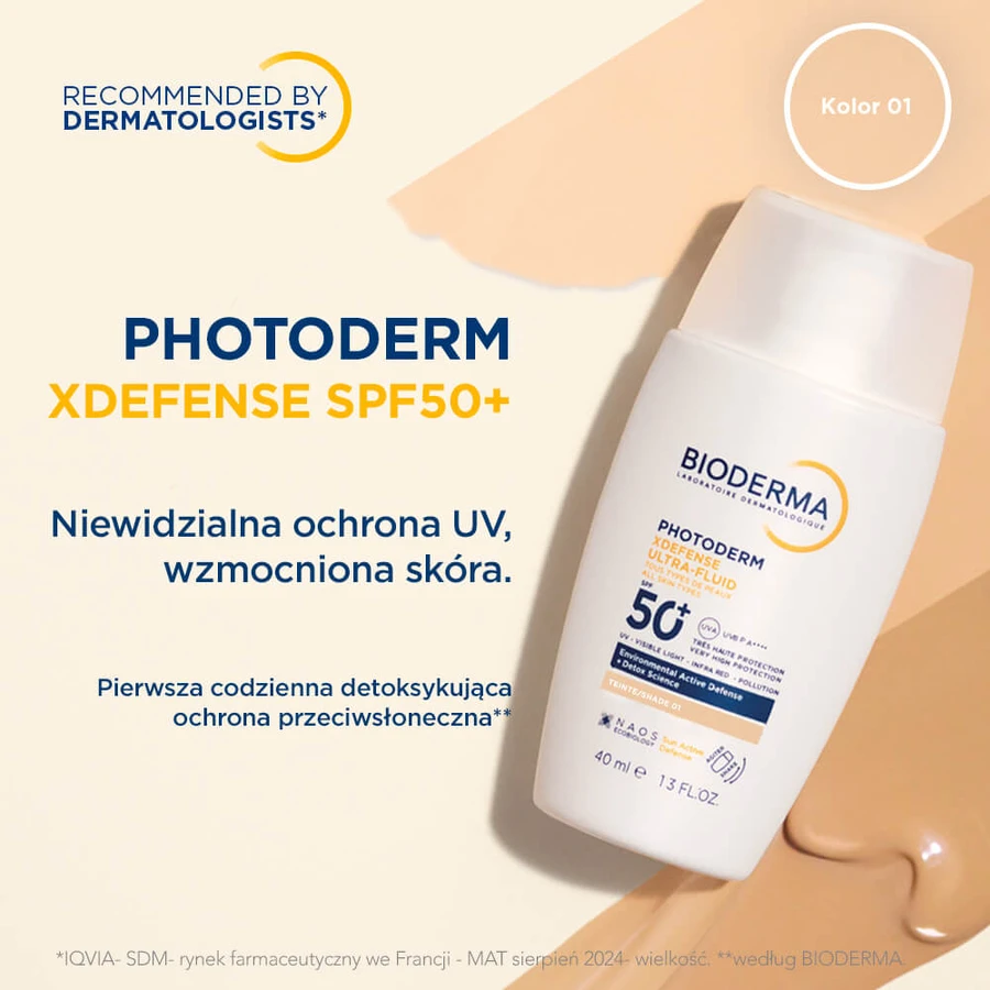 Bioderma Photoderm XDefense, ultralichte vloeistof met ontgiftende werking, kleur 01, SPF 50+, 40 ml