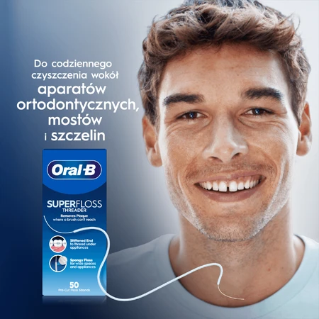 Oral-B Super Floss, nić dentystyczna do czyszczenia aparatów ortodontycznych i mostów, 50 sztuk: ceny i cechy