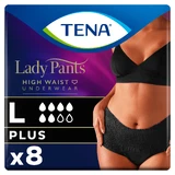 Tena Lady Pants Noir, saugfähige Slips, Größe L, 95-130 cm, Plus, 8 Stück
