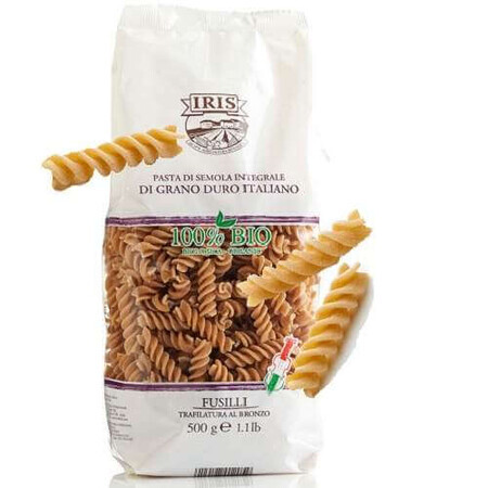 Pâtes Fusilli de blé dur complet, 500 g, Iris Bio