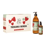 Set Cuatro Puntas Fresa y Verbena, jabón líquido, 500 ml + aceite de masaje, 100 ml