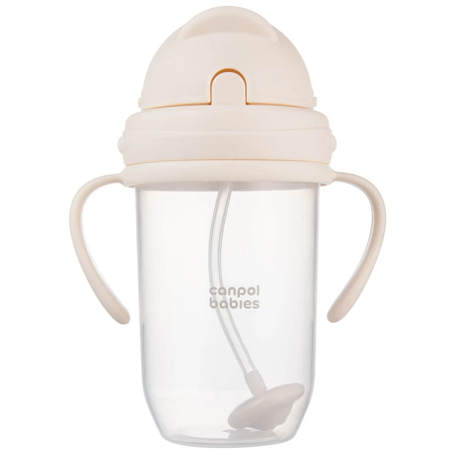 Canpol Babies, dripless cup with tube and weight, cream, 56/623, from 6 months, 270 ml