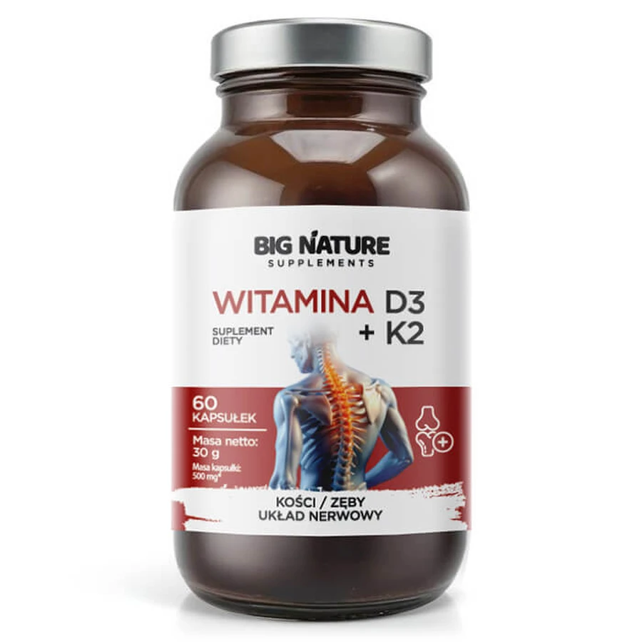 Big Nature Vitamin D3+K2, 60 capsules