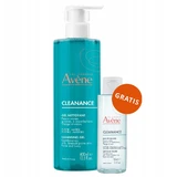 Avène Cleanance, gel nettoyant visage et corps, peaux grasses à imperfections, 400 ml + eau micellaire visage et yeux, 100 ml offerts