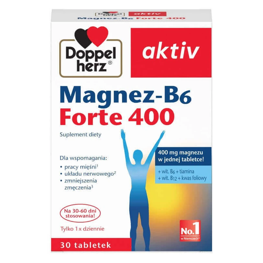 Set Doppelherz aktiv Magnesium-B6 Forte 400, 2 x 30 tabletten + B-Complex, 2 x 30 tabletten