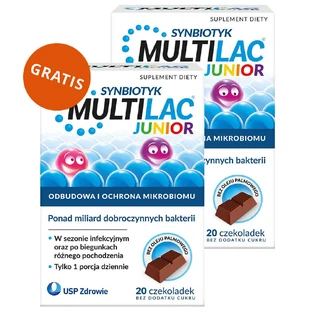 Multilac Junior Synbiotic, chocolates, 20 pieces + 20 pieces free of charge