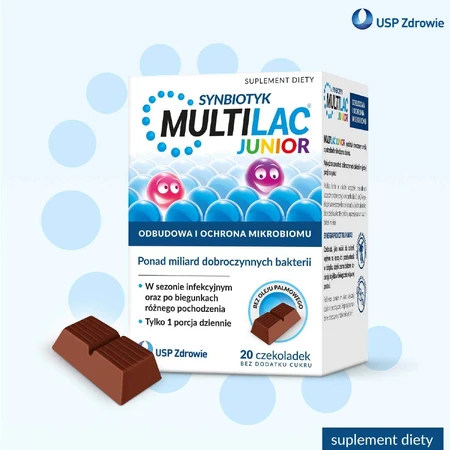 Multilac Junior Synbiotic, chocolates, 20 pieces + 20 pieces free of charge