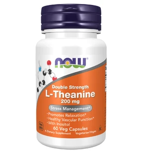 Now Foods L-teanina 200 mg, L-teanina, 60 capsule vegane