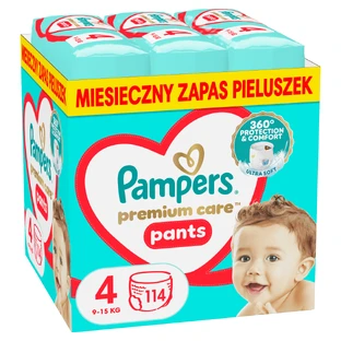 Pampers Premium Care Pants, pañales, talla 4, 9-15 kg, 114 unidades EMBALAJE DEFECTUADO