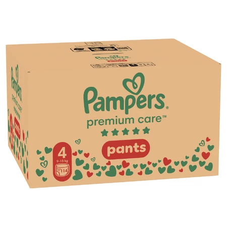 Pampers Premium Care Pants, pañales, talla 4, 9-15 kg, 114 unidades EMBALAJE DEFECTUADO