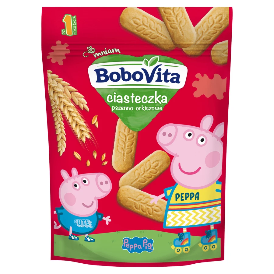 Set BoboVita Peppa Pig Tarwekoekjes, na 1 jaar, 4 x 150 g + memory speelkaarten, 24 gratis