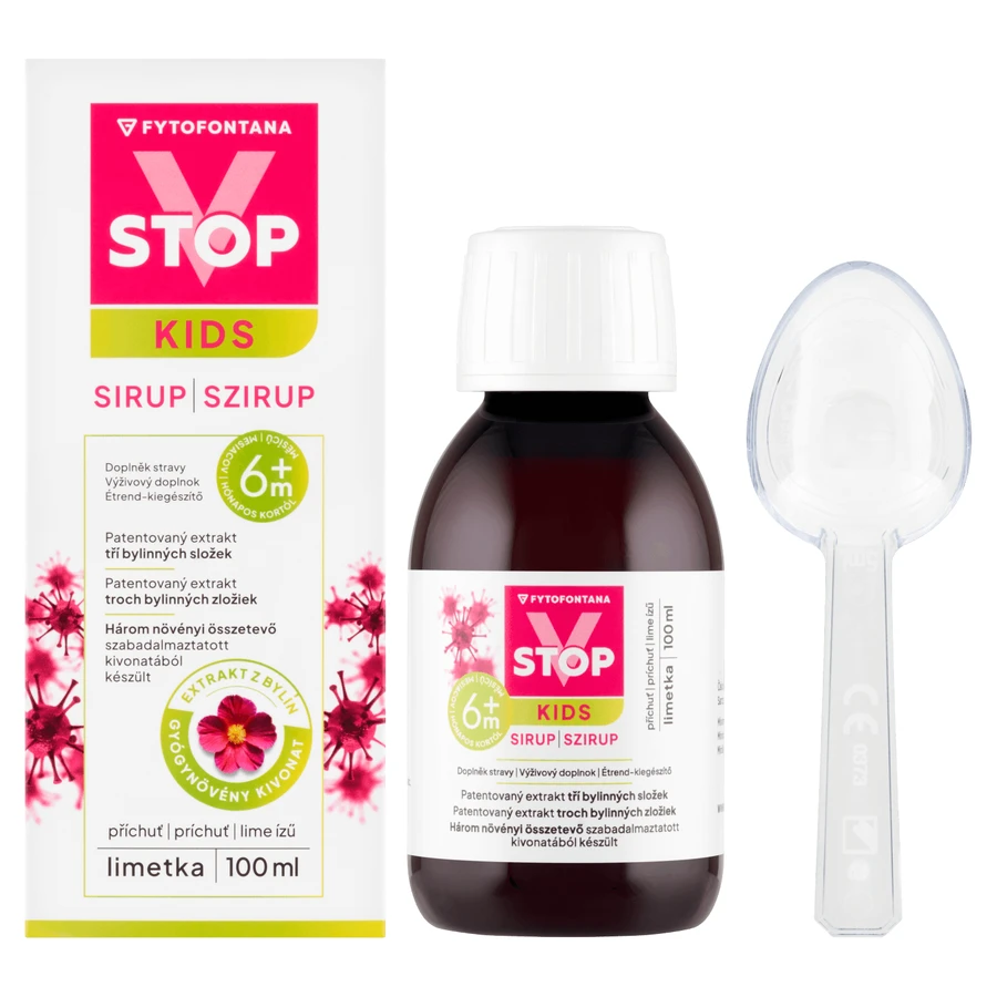 Fytofontana V-Stop Kids 6m+, jarabe para niños mayores de 6 meses, sabor lima, 100 ml