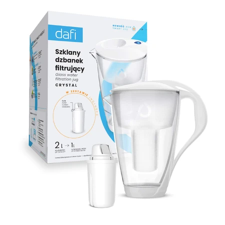 Dafi Crystal Led glazen filterkan, wit, 2 l + Classic filter, 1 stuk