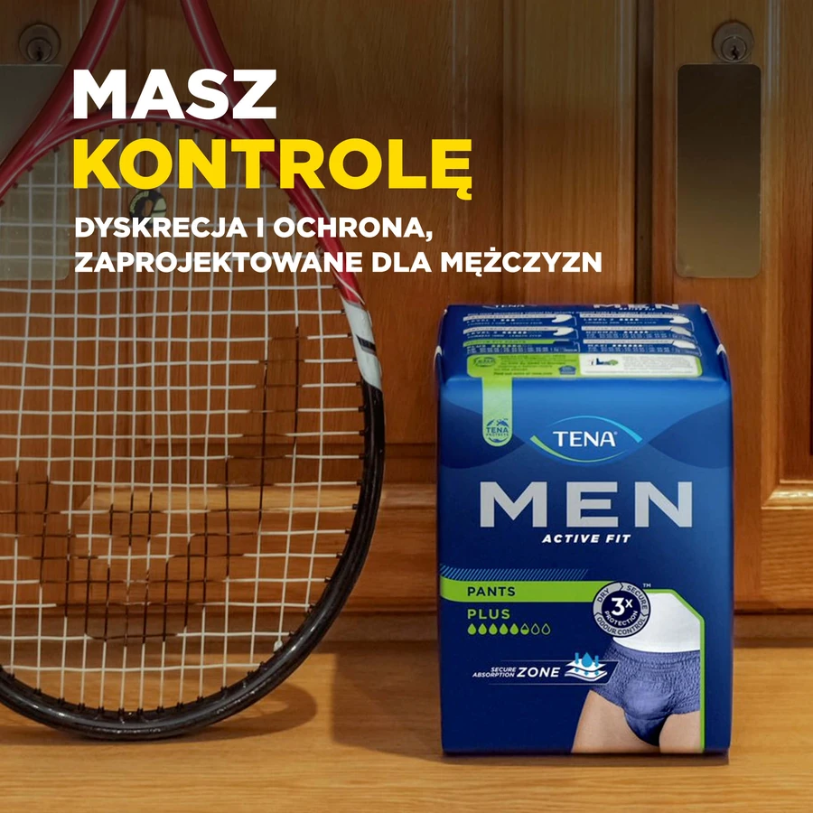 Zestaw Tena Men Active Fit Pants, majtki chłonne, rozmiar L/XL, 95-130 cm, Plus, 2 x 30 sztuk: ceny i cechy