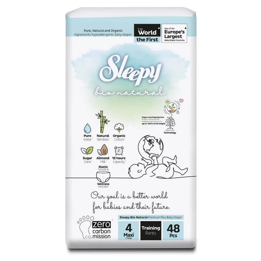 Pieluszki Maxi, nr 4, 7-14 kg, 48 sztuk, Sleepy Bio Natural: ceny i cechy