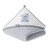 AKUKU, bath cover, with hood, 100 x 100 cm, 100% cotton, grey teddy bear, 1 piece
