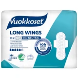 Vuokkoset Weiß, Damenbinden mit Flügeln, lang, 10 Stück