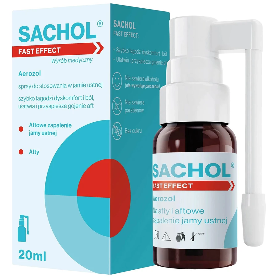 Sachol Fast Effect, per stomatite aftosa e aftosa, spray, 20 ml