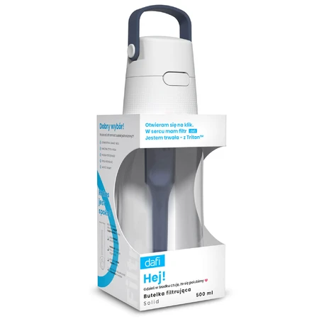 Dafi Solid, filter bottle, denim, 0.5 l + water filter, 1 piece