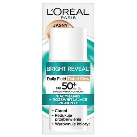 L'Oreal Bright Reveal Daily, color fluid, tinted glow, SPF 50+, 50 ml.