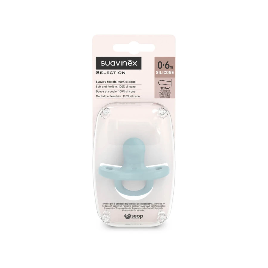 Silicone pacifier SX Pro Colour Essence, 0-6 months, Blue, Suavinex