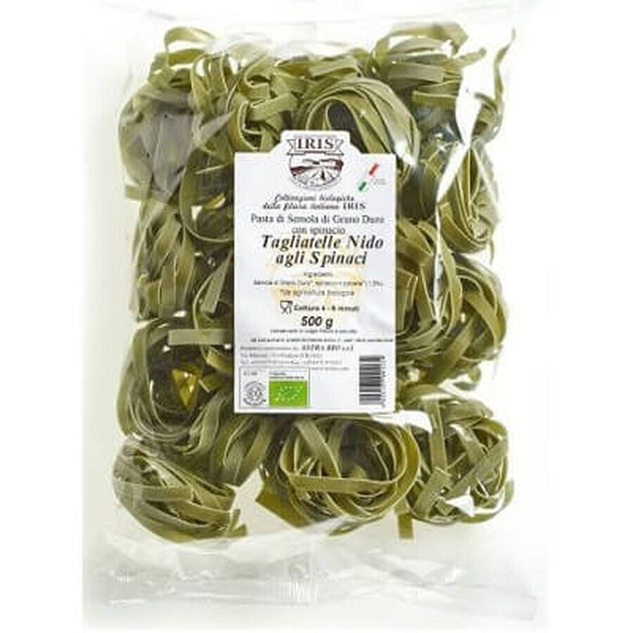 Tagliatelle pasta van harde tarwe en spinazie, 500 gr, Iris Bio