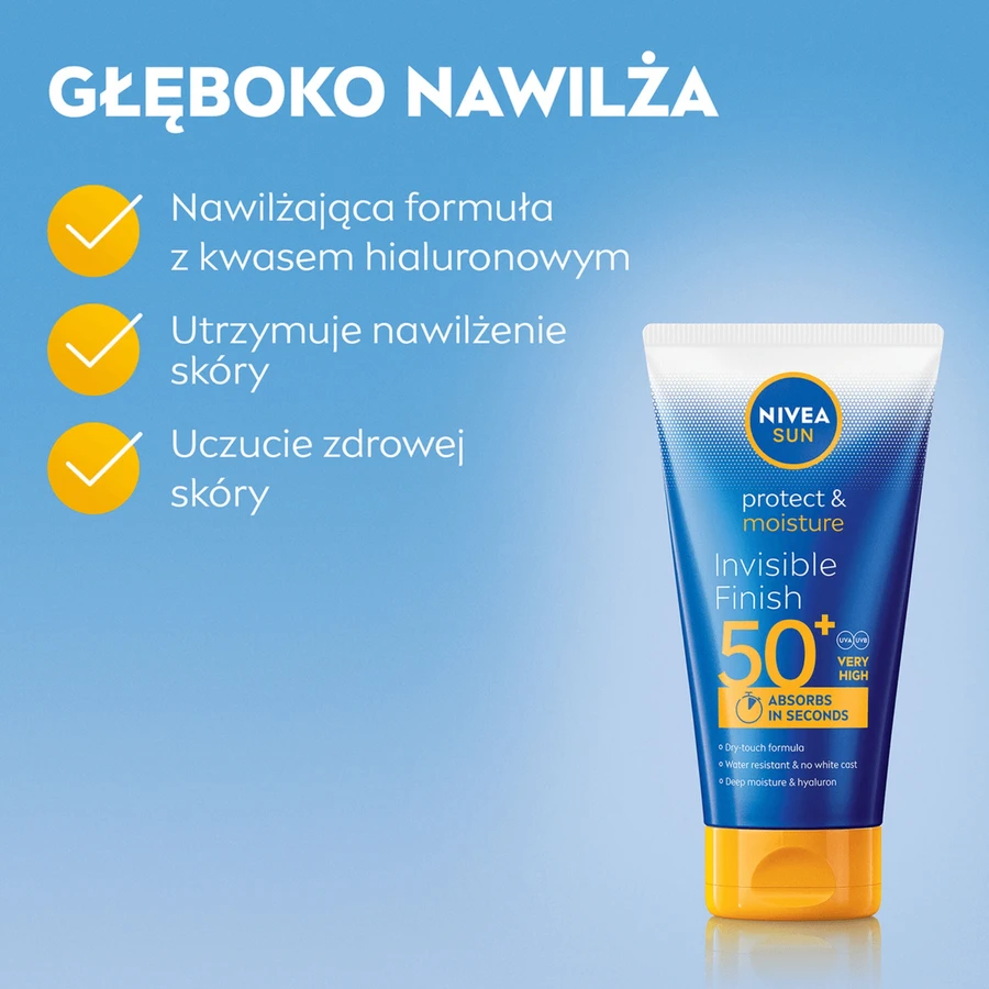 Nivea Sun Invisible Finish set, loción solar hidratante, FPS 50+, 150 ml + loción prolongadora para después del sol, 200 ml + bolsa de playa de regalo
