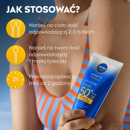 Nivea Sun Invisible Finish set, loción solar hidratante, FPS 50+, 150 ml + loción prolongadora para después del sol, 200 ml + bolsa de playa de regalo