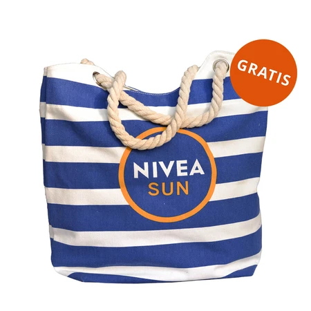 Nivea Sun Invisible Finish set, loción solar hidratante, FPS 50+, 150 ml + loción prolongadora para después del sol, 200 ml + bolsa de playa de regalo