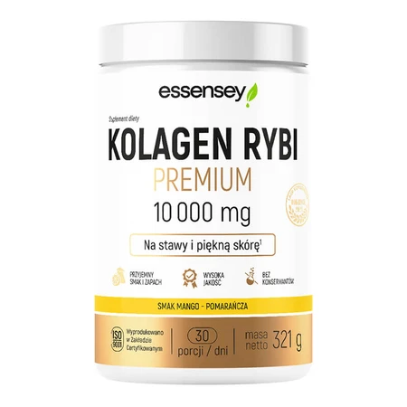 Essensey Premium Collagène de poisson 10000 mg, mangue-orange, 321 g