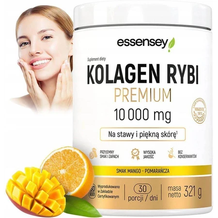 Essensey Premium Collagène de poisson 10000 mg, mangue-orange, 321 g