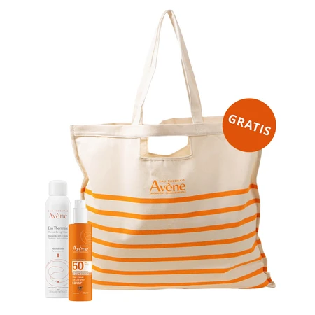 Avene Sun set, zeer hoge bescherming tegen de zon, spray, SPF 50+, 200 ml + thermaal water voor gezicht en lichaam, 300 ml + gratis strandtas