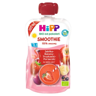 HiPP Smoothie Bio, mere, banane, căpșuni și coacăze, după 1 an, 120 ml
