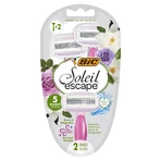 BIC Soleil Escape, maquinilla de afeitar femenina, desechable, cinco hojas, Rosa y Magnolia, 2 piezas