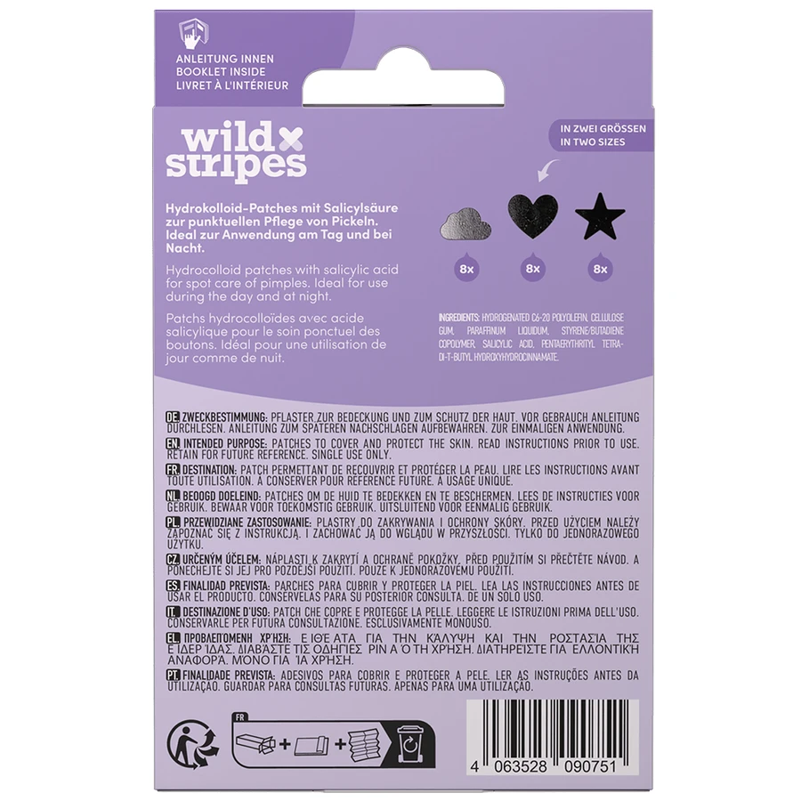 Wild Stripes Cerotti Anti Brufoli Holo Clear, cerotti per eczema con acido salicilico, 24 pezzi