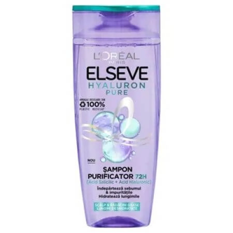 Hyaluron Pure zuiverende shampoo voor vette hoofdhuid, 400 ml, Elseve