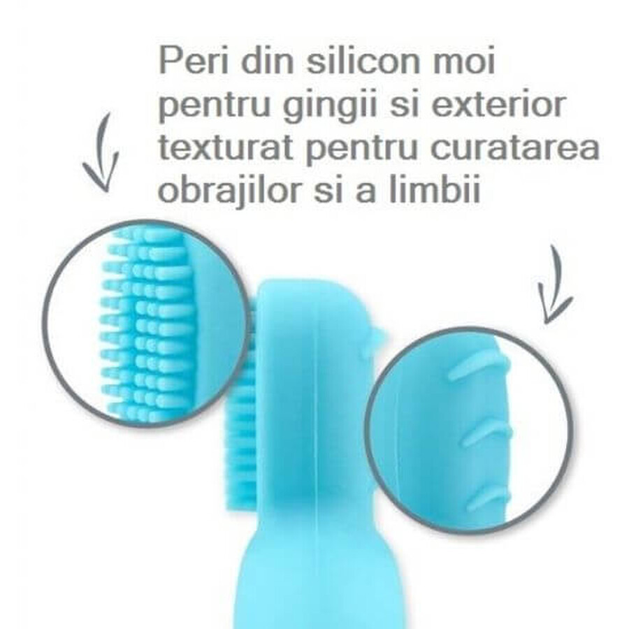 Periuta de dinti cu peri din silicon Aqua, 9-18 luni, Green Sprouts