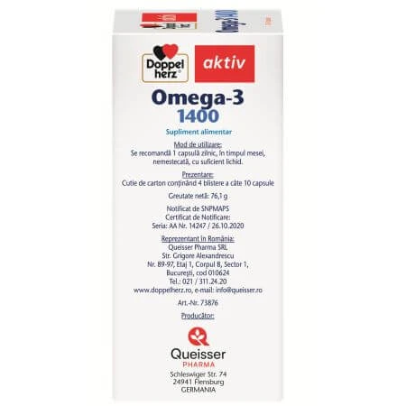 Omega 3 1400 mg, 30 + 10 cápsulas, Doppelherz