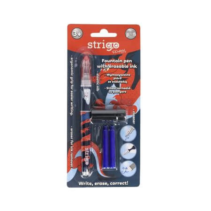 Balpen met inkt en gum, Dragon, 1 stuk, Strigo