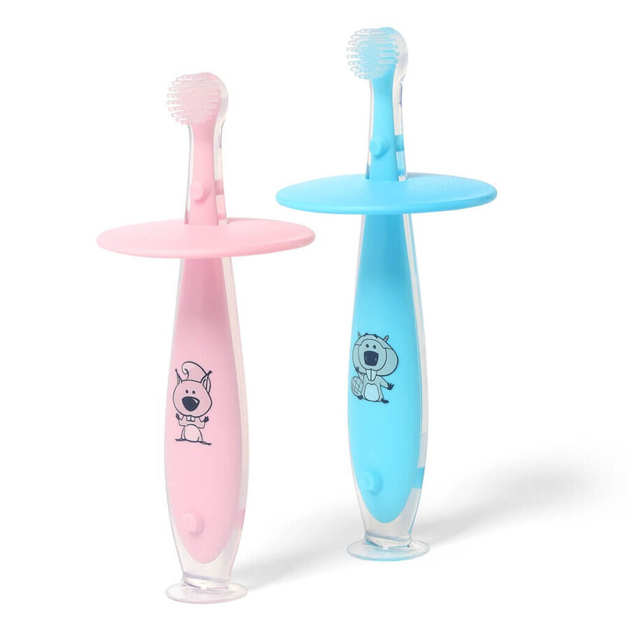 Tandenborstel voor kinderen, blauw/roze, Babyono